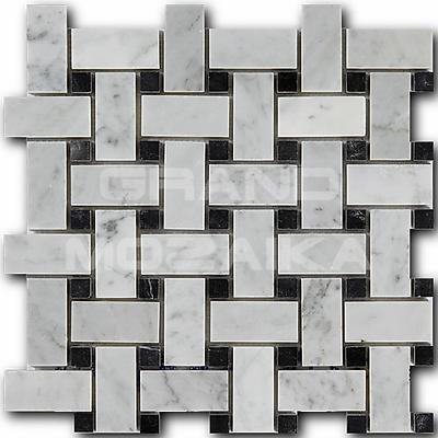 Мозаика из натурального камня, серия Basket Weave , размер чипа: 30x60, 15x15, цвет: белый, черный