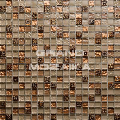 Микс мозаика, серия ORRO Glasstone , размер чипа: 15x15, цвет: бежевый, бронзовый