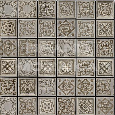 Мозаика из натурального камня, серия Equilibrio , размер чипа: 48x48, цвет: бежевый, серый