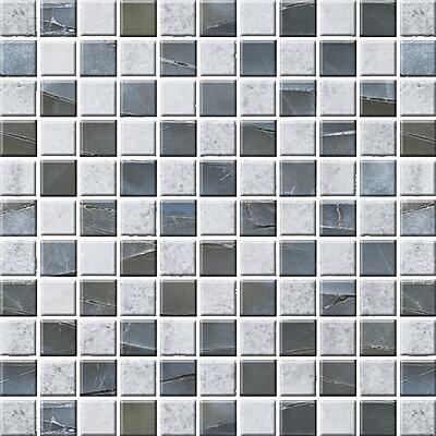 Стеклянная мозаика, серия Гранж , размер чипа: 25x25, цвет: белый, серый