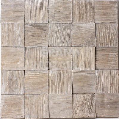 Колотая мозаика из дуба, серия Квадро , размер чипа: 60x60, цвет: бежевый