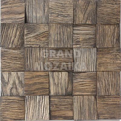 Колотая мозаика из дуба, серия Квадро , размер чипа: 60x60, цвет: коричневый