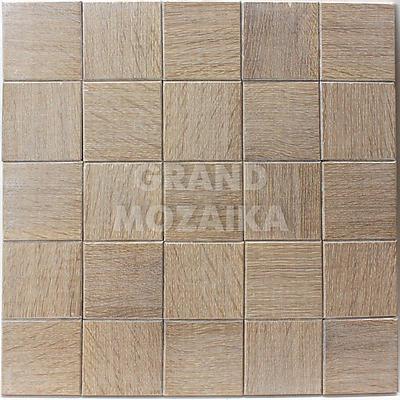 Шлифованная мозаика с фаской из дуба, серия Квадро , размер чипа: 60x60, цвет: бежевый
