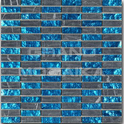 Мозаика из натурального камня, серия Equilibrio , размер чипа: 15x48, цвет: голубой, серый