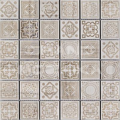Мозаика из натурального камня, серия Equilibrio , размер чипа: 48x48, цвет: бежевый, серый