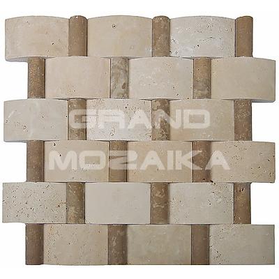 Мозаика из натурального камня серии 3D Fusion Stone , размер чипа: 47x50, 20x50, цвет: бежевый